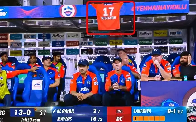 Rishabh Pant's jersey hanging in the Delhi Capitals dugout prior to their inaugural game sends the internet into a frenzy.