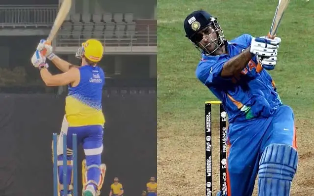 In IPL 2023 practice nets, MS Dhoni replicates the game-winning six from the World Cup final from 2011.