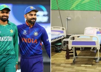 Before the India-Pakistan match in Ahmedabad, fans reserve hospital beds as hotel rates soar.