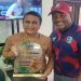 At Queen's Park Cricket Club, Sunil Gavaskar is honored by West Indies legend Brian Lara.