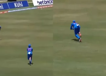 In the first T20I between WI and IND, rookie Tilak Varma dismisses Johnson Charles with a screamer.