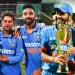 As India won its eighth title, Mohammed Siraj presented the Asia Cup trophy to whom?