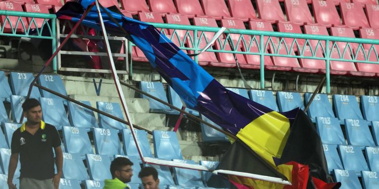 Strong wind during the Australia vs. Sri Lanka match at Lucknow Stadium caused hoardings to topple into the audience in CWC 2023.