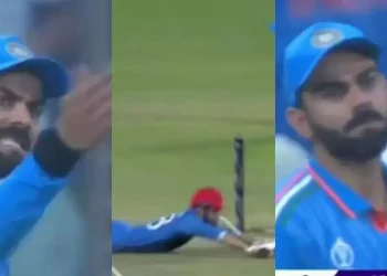 Virat Kohli lashes out at KL Rahul during the CWC 2023 as Naveen ul Haq grabs two runs on his opening ball.