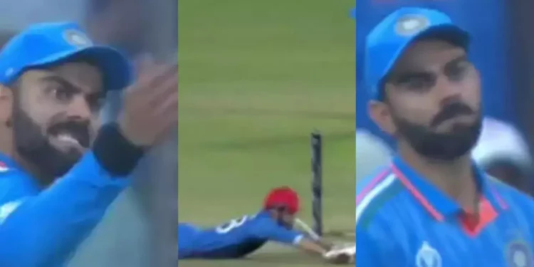Virat Kohli lashes out at KL Rahul during the CWC 2023 as Naveen ul Haq grabs two runs on his opening ball.