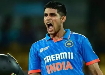 Crowd cheers as Shubman Gill arrives for the Pakistan match during the ODI World Cup 2023 announcement by Rohit Sharma.