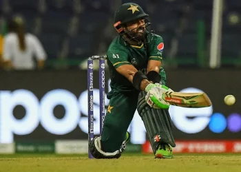 Shot of the Day: Mohammad Rizwan fights through cramps to hit a huge six over long off in the 2023 ODI World Cup match between Pakistan and Sri Lanka