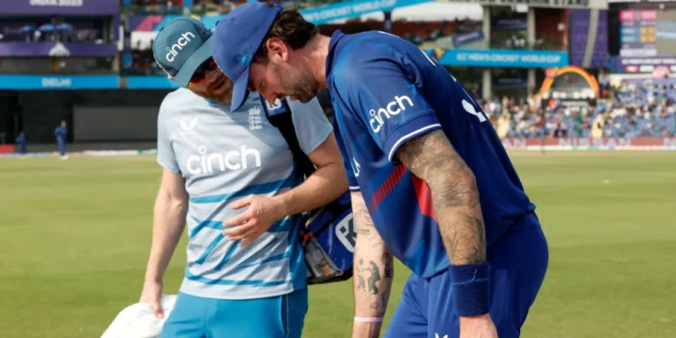 Reece Topley sustains a finger injury during South Africa's match at the ODI World Cup in 2023.