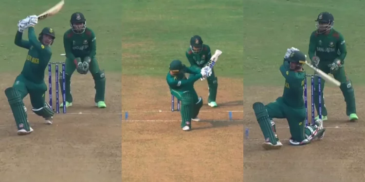 Shot of the Day: Quinton de Kock reverse sweeps Mahmudullah for a six in the World Cup 2023 ODI between South Africa and Bangladesh