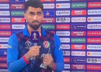 Ibrahim Zadran dedicates his POTM award to Afghan refugees who were forcibly expelled from Pakistan in CWC 2023