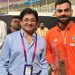 On his birthday in 2023, Virat Kohli receives a golden bat from CAB President Snehasish Ganguly at the ODI World Cup.