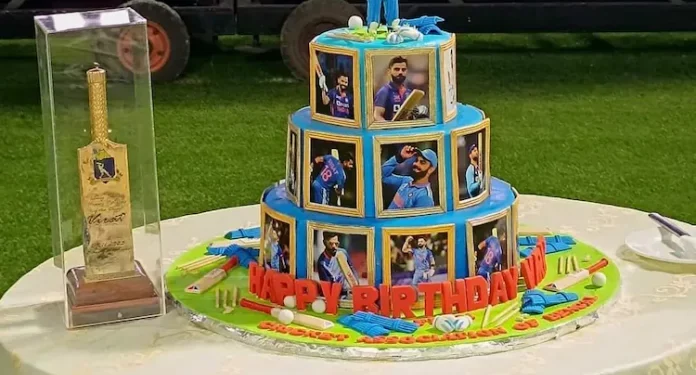 Team India commemorates Virat Kohli's birthday and century with a "special cake" cutting at the 2023 ODI World Cup.