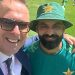 After a disagreement online, Michael Vaughan shares a selfie with Muhammad Hafeez.