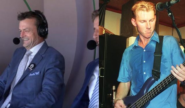 Before a music band reunion, Adam Gilchrist mocks Brett Lee, saying, "Every CD was stolen except for the Six and Out CD."