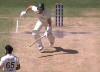 Earlier in the day, Australia skipper Pat Cummins created an unusual sight on the field when he drove the ball over covers and scored