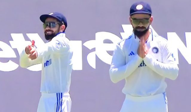 Day 1 of the second test between India and South Africa sees Virat Kohli greet Keshav Maharaj in the Dhanush posture of Lord Rama.