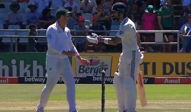 Reminding Elgar of the contentious LBW review from 2022, Kohli says, "Way higher than what Ash did to you."