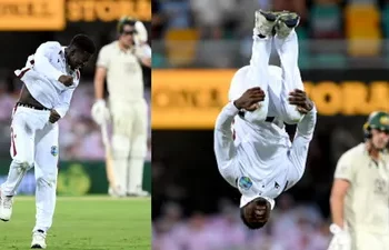 AUS vs. WI: Kevin Sinclair draws attention with his "double backflip" celebration after claiming Usman Khawaja's wicket.