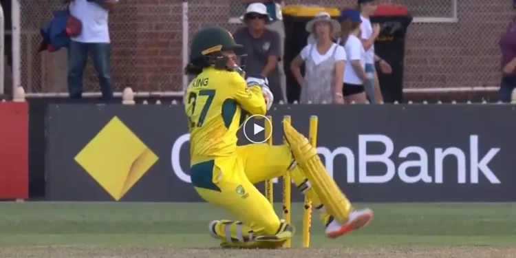 In one ball, Alana King hits a six and is stumped; the video becomes popular.