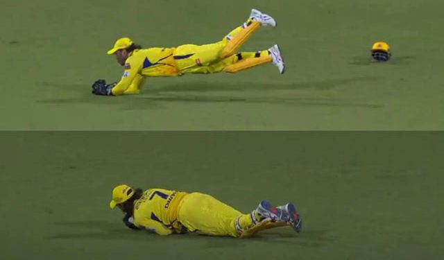 MS Dhoni dismisses Vijay Shankar, who was caught behind, by flying horizontally during CSK vs. GT.