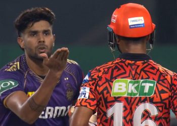 Watch: KKR vs. SRH in the IPL 2024 gets hotter after Harshit Rana sends out Mayank Agarwal with a flying kiss