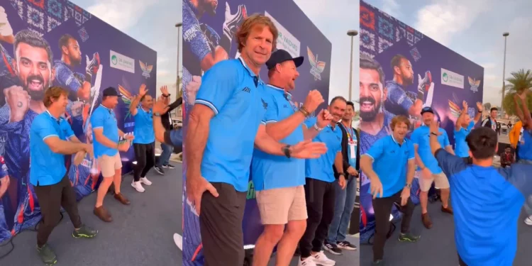 IPL 2024: Jonty Rhodes and Justin Langer dance to the Daler Mehndi song at the LSG 10K event