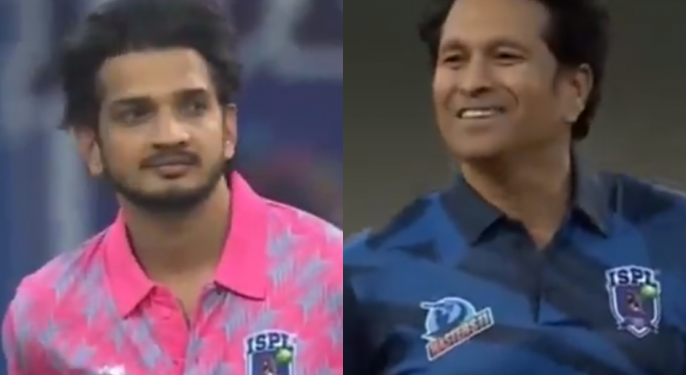 Comedian Munawar Faruqui makes fun of Sachin Tendulkar during an ISPL match by comparing it to the 2003 World Cup final.