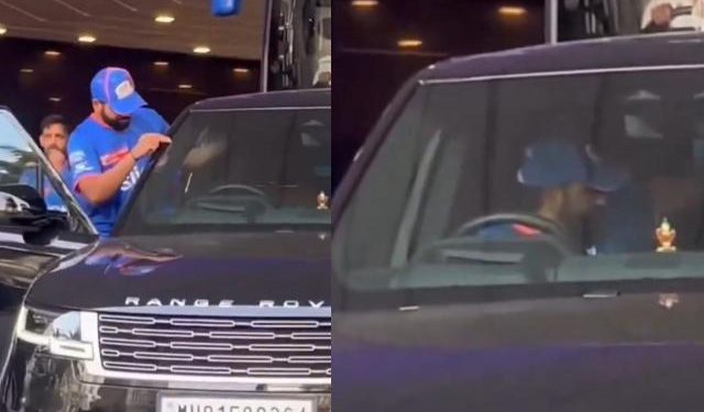 Rohit Sharma takes his newest Range Rover to the stadium ahead of the RR match in IPL 2024, forgoing the team bus