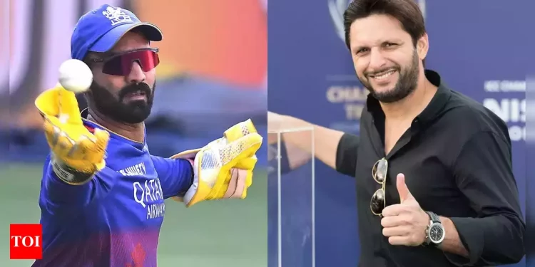 Dinesh Karthik makes a sneaky jab at Shahid Afridi in the midst of retirement rumors, saying, "Unless you are Shahid Afridi."
