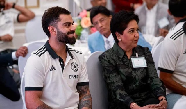 Social media users are loving the photo of Virat Kohli and Indra Nooyi at a function in New York