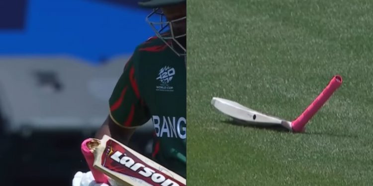 Watch as South Africa's Jaker Ali, a batter from Bangladesh, snaps his bat in half out of fury; the video becomes viral.