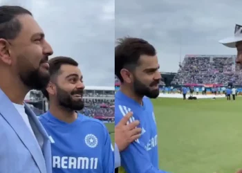 After IND vs. PAK, T20 World Cup 2024 stars Virat Kohli, Yuvraj Singh, and Jasprit Bumrah meet NBA icon John Starks.