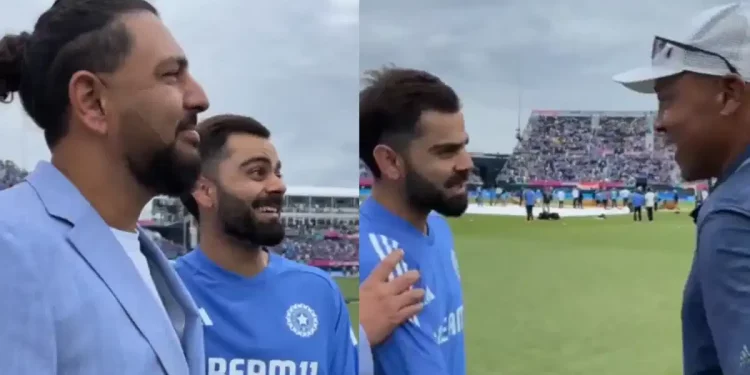 After IND vs. PAK, T20 World Cup 2024 stars Virat Kohli, Yuvraj Singh, and Jasprit Bumrah meet NBA icon John Starks.