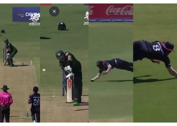 Stunning catch by Steven Taylor sends Mohammad Rizwan packing in USA-PAK match