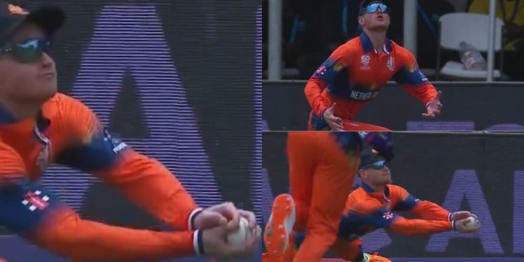 Watch: Sybrand Engelbrecht of the Netherlands dismisses Litton Das with a spectacular catch; the video goes viral