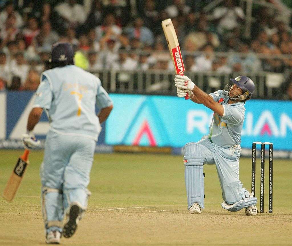 yuvraj singh hits six sixes off stuart broad of england in one over for his 58 runs off 16 balls during the 2007 world t20 1507723062