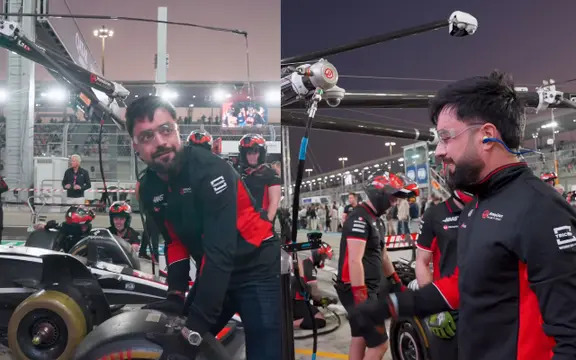 WATCH: Rashid Khan learns to spin wheels in pit stop practice with Haas F1 Team