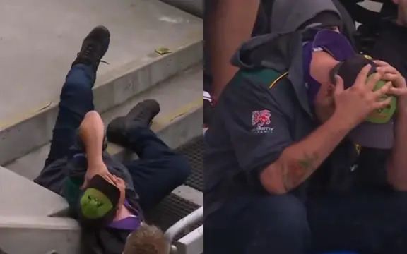 WATCH: Hilarious catch attempt by unhappy fan in BBL Qualifier goes viral