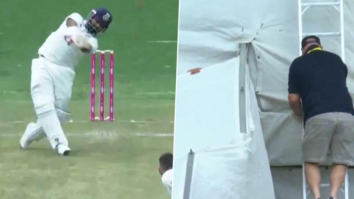 WATCH: Ground staff uses ladder to retrieve ball after Rishabh Pant's big six; video goes viral