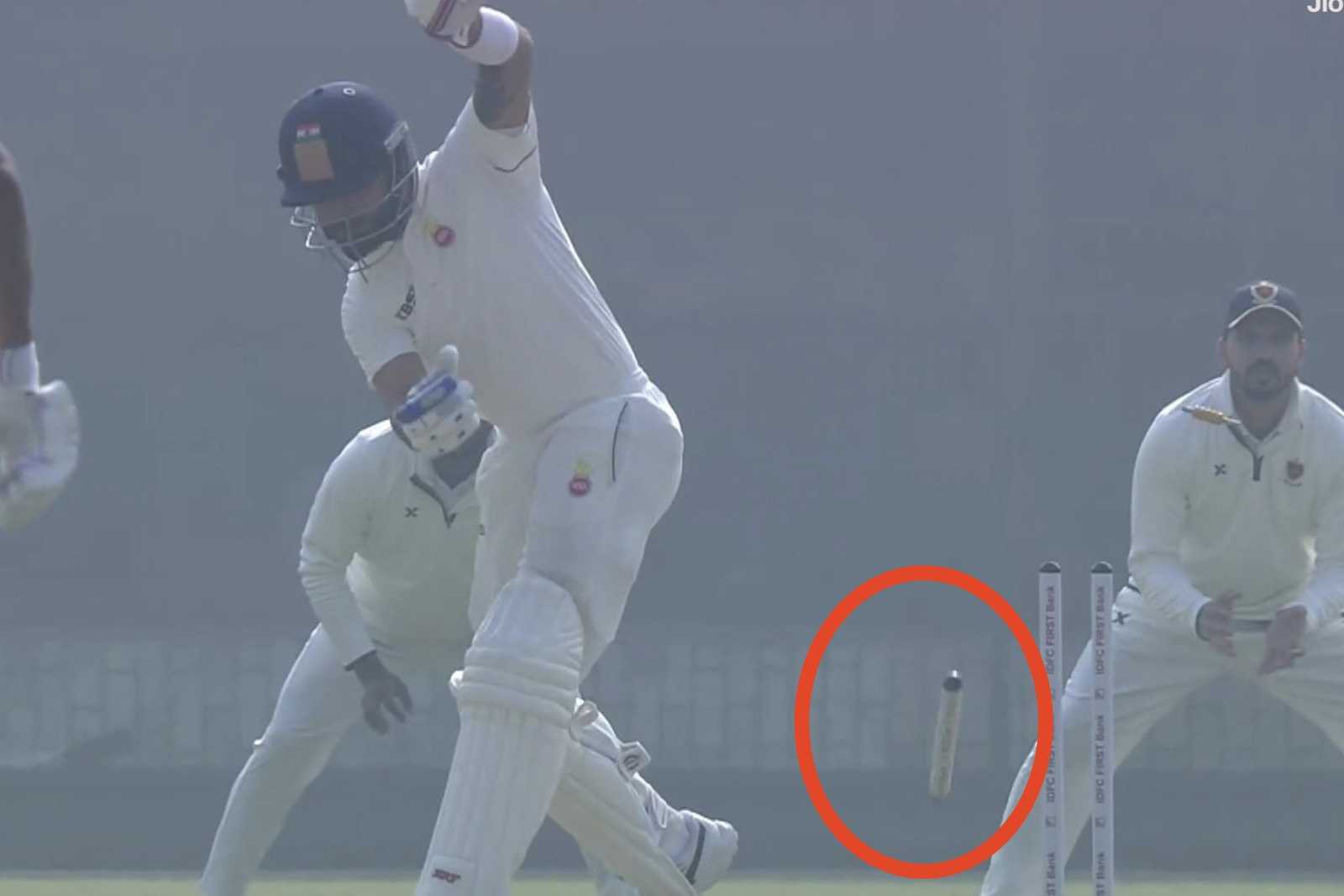 Watch: Railways pacer Himashu Sangwan sends Virat Kohli's off stump for a walk in Ranji Trophy match