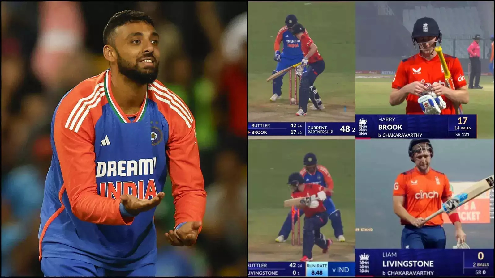 Watch: Varun Chakravarthy's twin strikes peg England back in 1st T20I