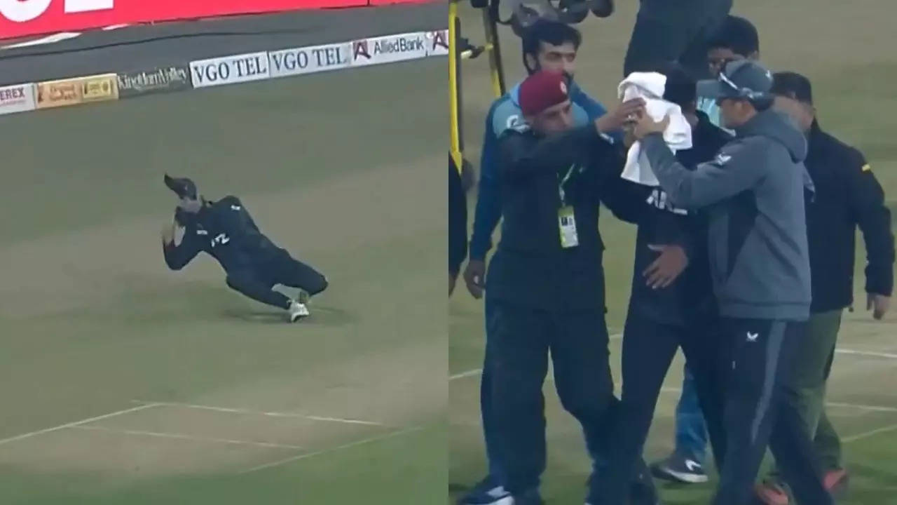 WATCH: Rachin Ravindra bleeds profusely after losing ball in Lahore floodlights; video goes viral