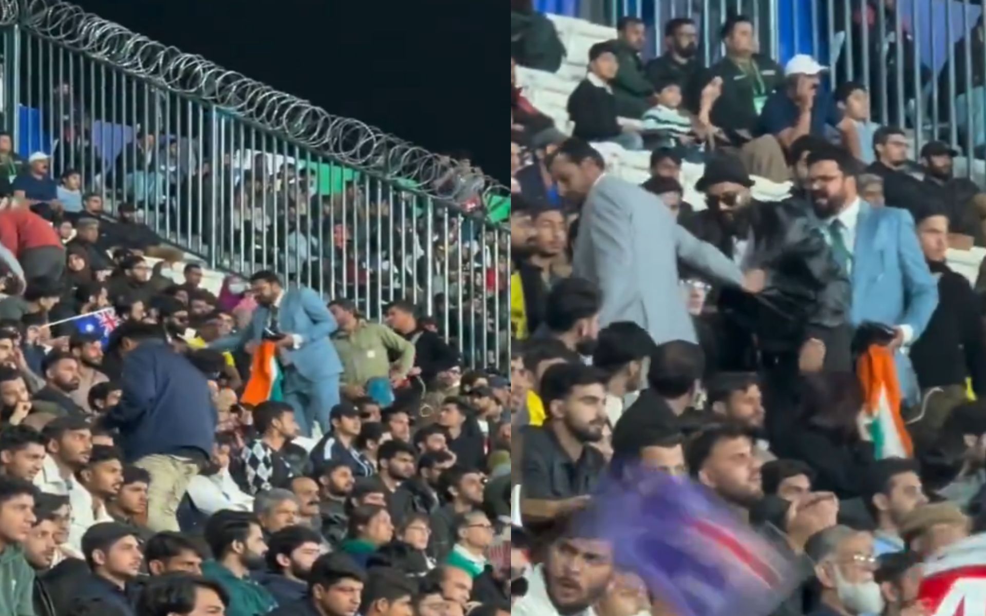 Watch: Fan allegedly carrying Indian flag is hauled out of Gaddafi Stadium