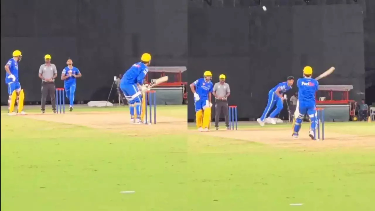 Watch: MS Dhoni launch signature helicopter shot at Matheesha Pathirana during CSK practice session