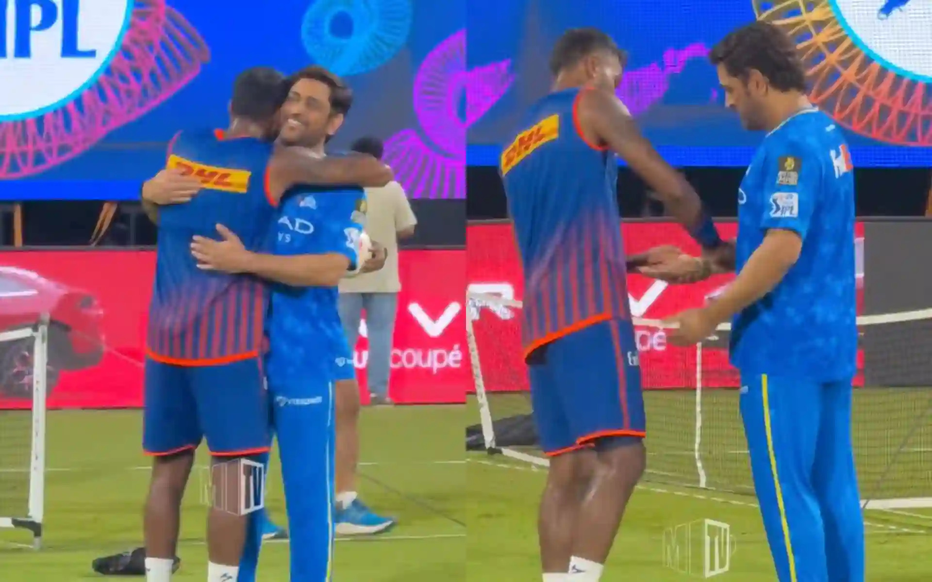 [Watch] IPL 2025: Hardik Pandya gives MS Dhoni warm hug ahead of CSK-MI clash