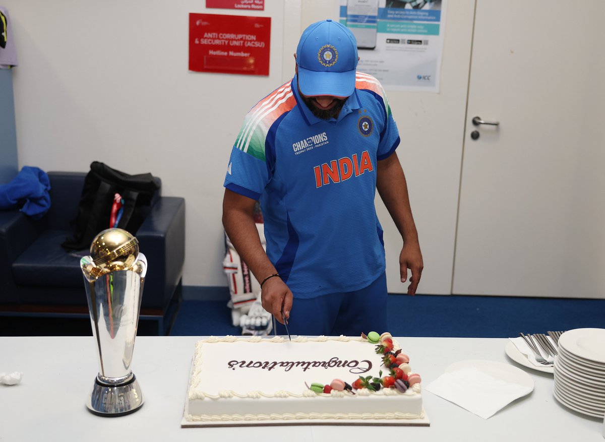 Watch: Rohit Sharma cuts cake in dressing room after India's Champions Trophy win