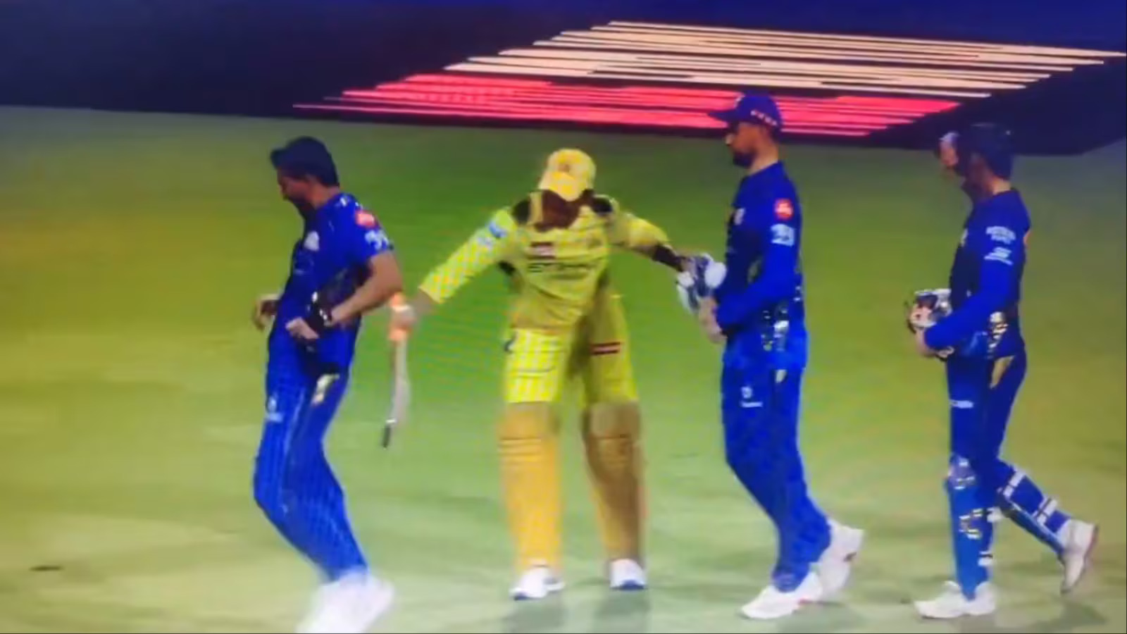 [WATCH] IPL 2025: MS Dhoni playfully hits Deepak Chahar with bat after CSK beat MI