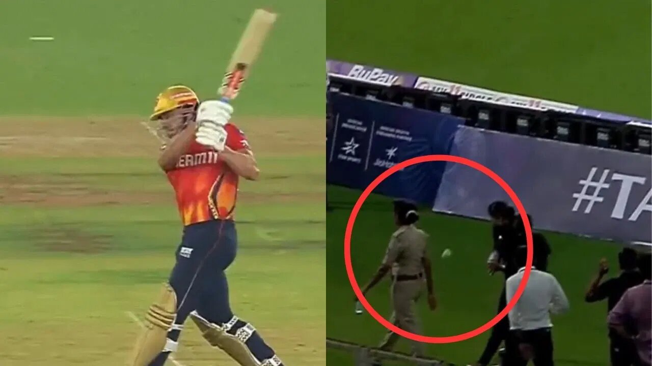 [WATCH] IPL 2025: Marcus Stoinis' flat six injures female security official in GT vs PBKS match
