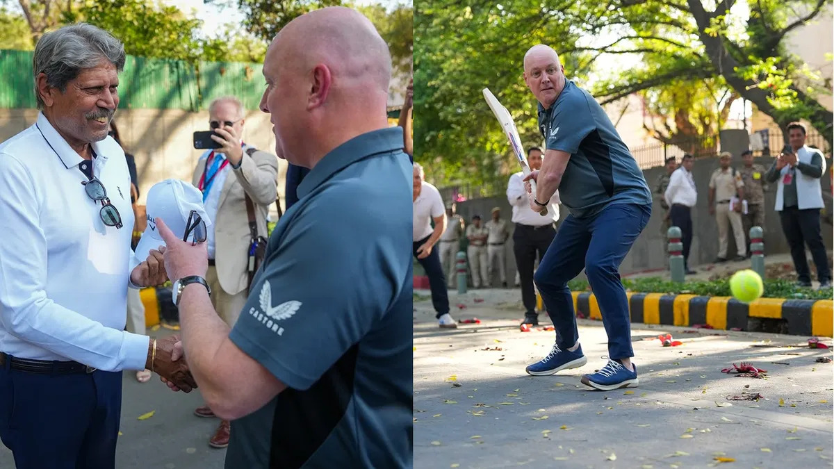 WATCH: New Zealand Prime Minister Christopher Luxon plays street cricket with India legend Kapil Dev