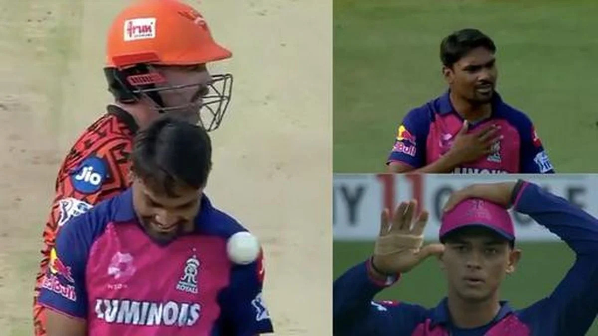 [Watch] IPL 2025: Sandeep Sharma survives injury scare after Yashasvi Jaiswal's throw hits chest